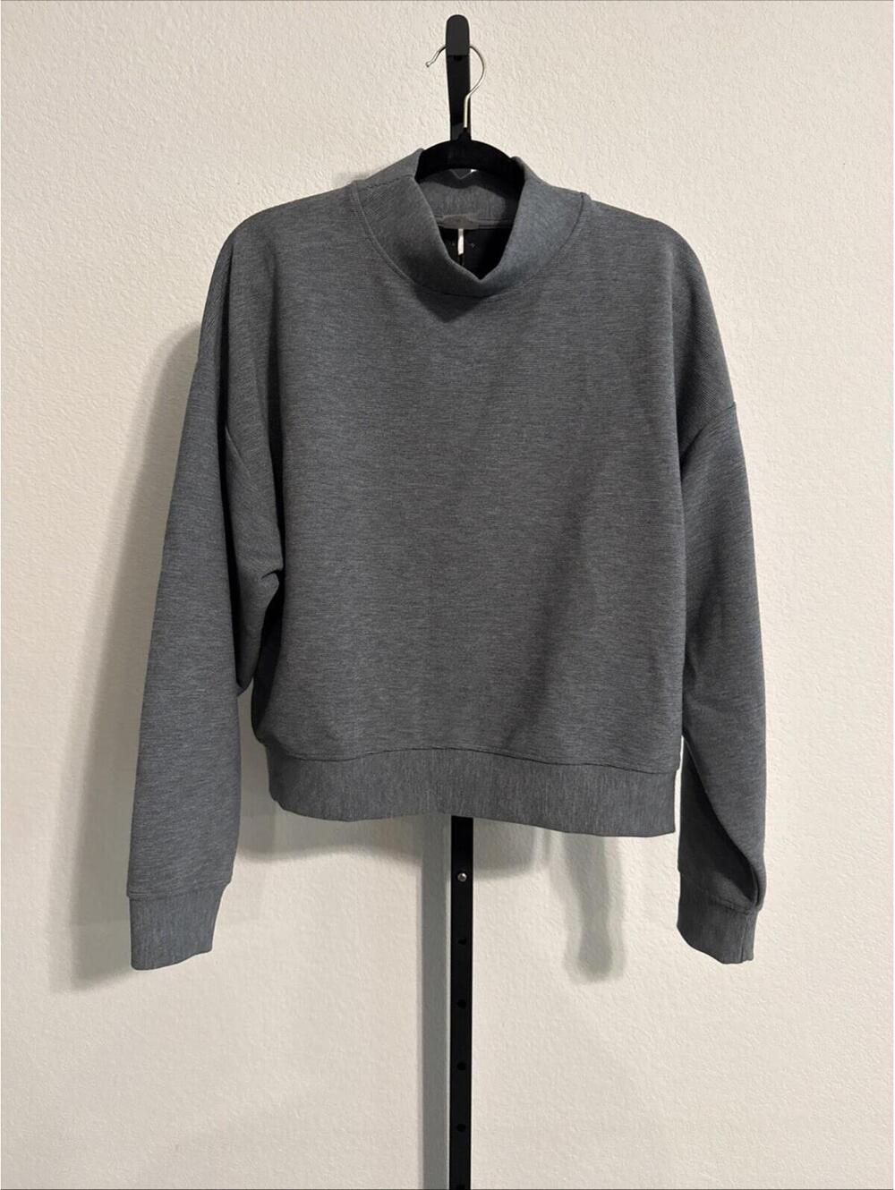 CALIA Women's Grey Textured Mock Neck Sweatshirt Size MED